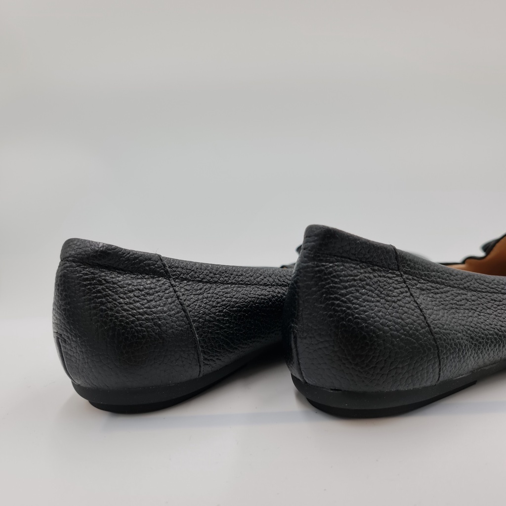 Giày búp bê nữ mũi tròn da bò thật Lunashoes BX07 giầy đế bệt có nơ cao cấp dễ đi kiểu Hàn quốc nhiều màu