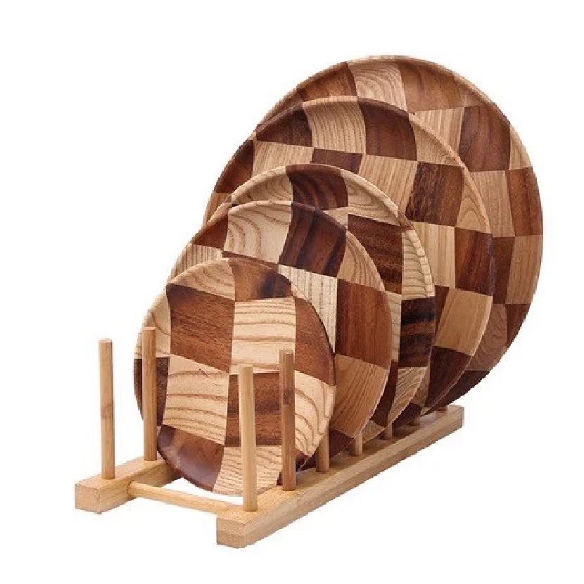 Giá để đĩa  ECOHUB bằng tre tiện lợi, trang trí Tết, decor phòng khách