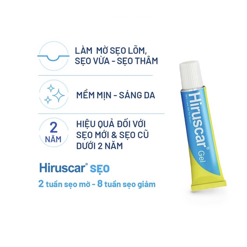 Gel cải thiện sẹo vừa, sẹo nhỏ, sẹo lõm Hiruscar gel DATE MỚI NHẤT 5g