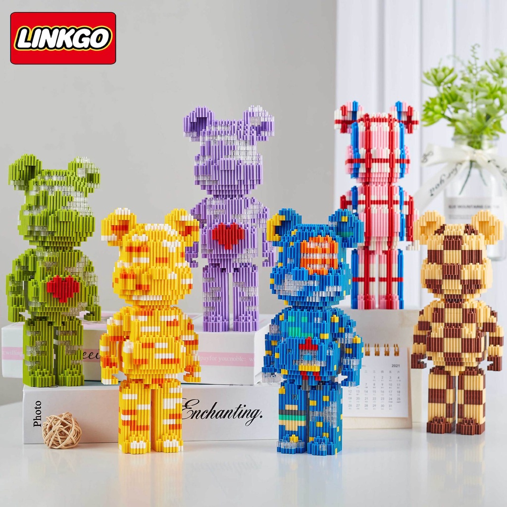Đồ chơi lắp ráp 3D Bearbrick cao 19cm - Chú Gấu Dễ Thương mã 68399 Gấu Xanh Dương - Đồ Chơi Lắp Ghép Trí Tuệ, Quà Tặng