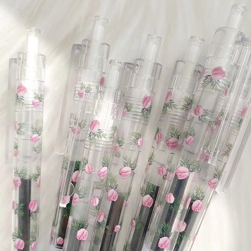 Bút Mực Gel Ngòi 0.5mm In Họa Tiết Hoa Cổ Điển Dành Cho Học Sinh / Văn Phòng