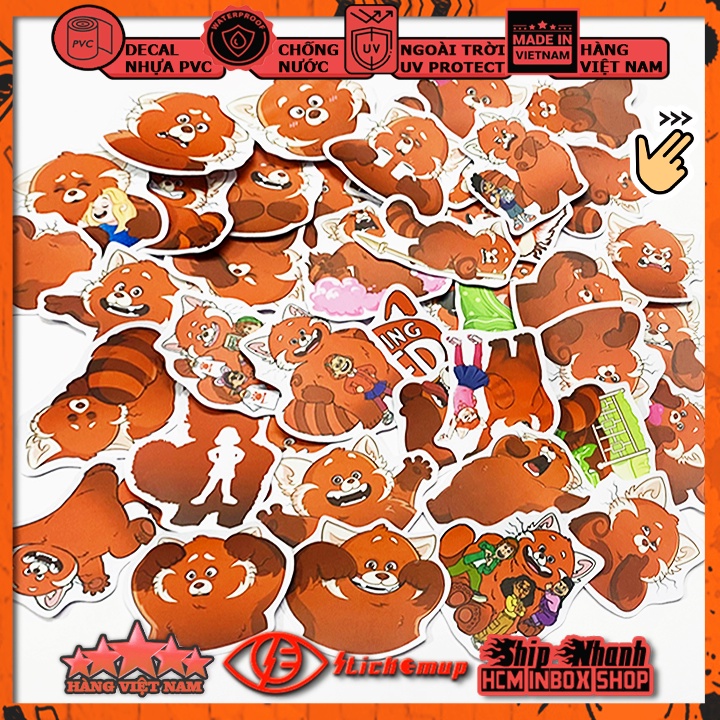 Sticker Hình dán chủ đề Gấu Trúc Đỏ Red Panda - Hàng VN, chất liệu decal nhựa pvc, không thấm nước, dán xe, nón bh, vali