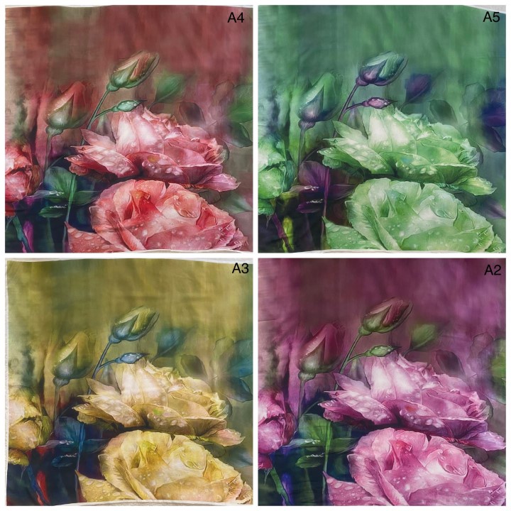 Vải Khúc (68cm x 1m44) Chiffon Họa Tiết Hoa Hồng - Co Giãn, Mỏng, Nhẹ - May Áo Kiểu, Khăn Choàng, Tập May