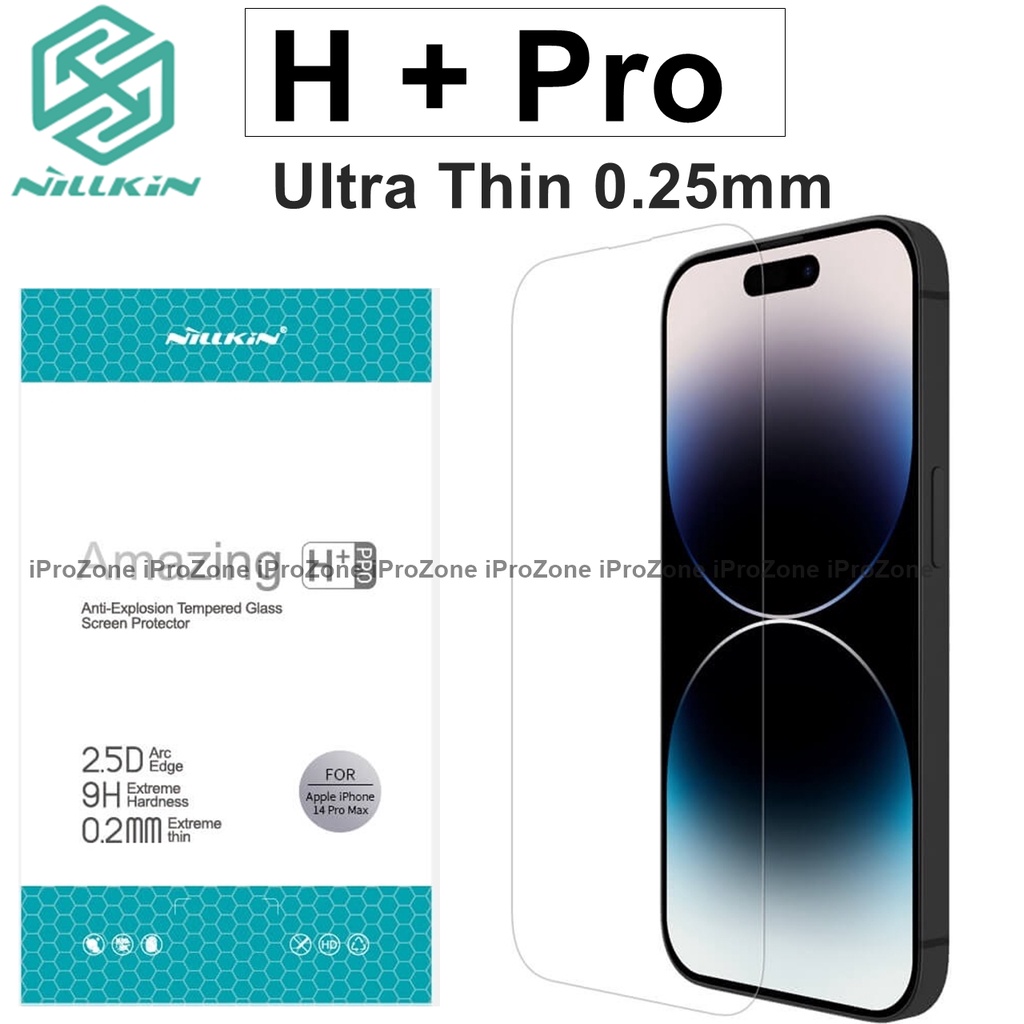 Cường lực không viền siêu mỏng 0.2mm Nillkin H + Pro cho iPhone 15 Pro Max / 14 Plus / 12 Pro  / 13  mini / 11 / XS Max