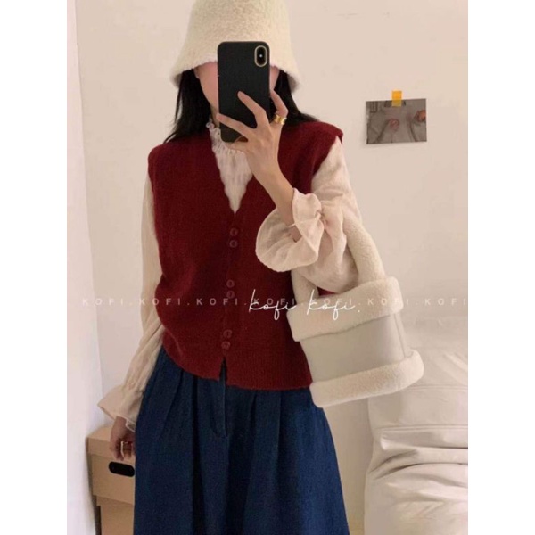 Sét áo sơmi cổ chun + áo gile len hàng QCL1