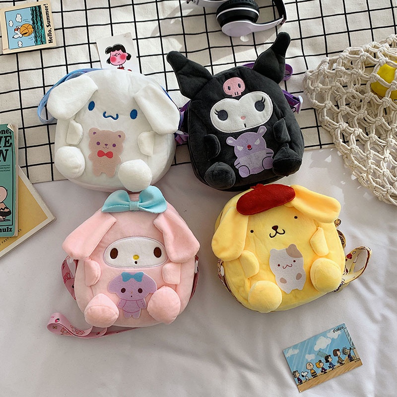 Túi Đeo Chéo Hình Cinnamoroll Melody Kuromi Nhồi Bông Đa Năng Dễ Thương Thời Trang Cho Nữ