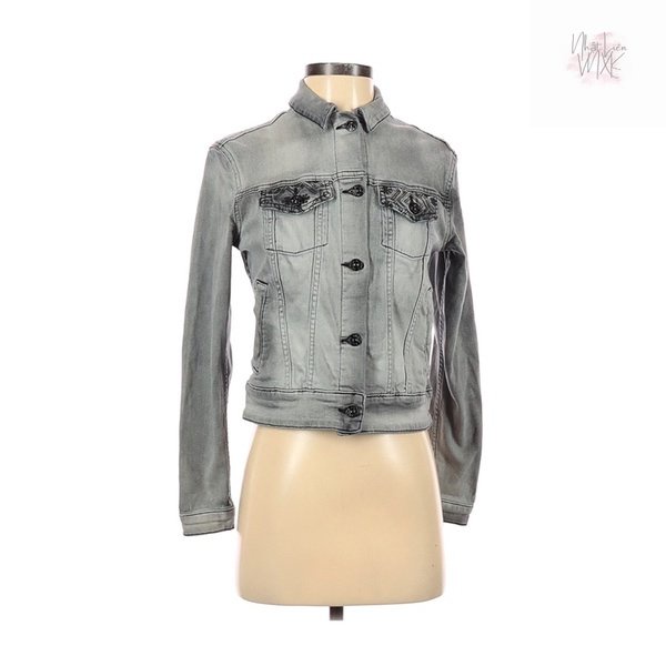 Áo Khoác Jeans Bò Unisex Dáng Ngắn Phối Túi Thêu Hoạ Tiết LULAROE Hàng Xuất Dư Xịn Cao Cấp Chất Siêu Đẹp Nặng Tay Xám L
