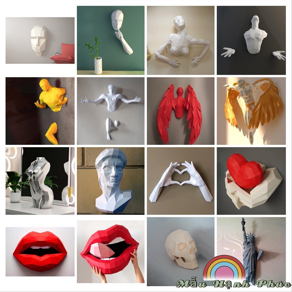 Mô Hình Cơ Thể Người Bằng Giấy Origami Treo Tường Trang Trí Sáng Tạo DIY