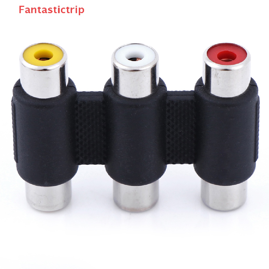 [Fantastictrip] 1PC 3 RCA AV audio video female to female jack coupler adapter 3RCA connector NEW