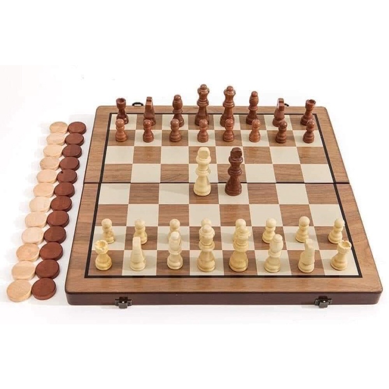 Set bộ cờ vua gỗ sồi kèm ảnh thật ở cuối