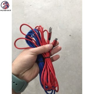 Dây sạc bọc dù 3m, chân sạc ip, micro,type
