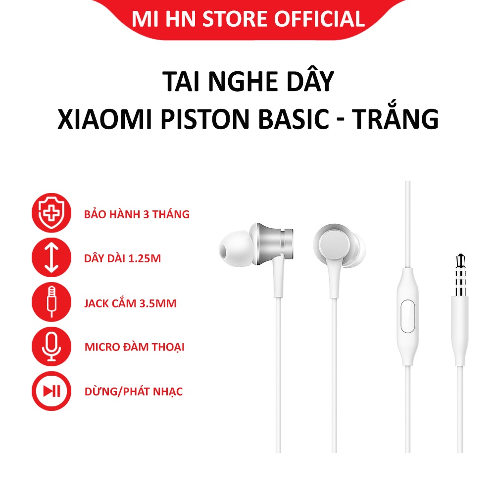 [Bản Quốc Tế] Tai nghe Xiaomi Piston Basic jack 3.5mm có mic vỏ nhôm nguyên khối - Bảo hành 1 tháng