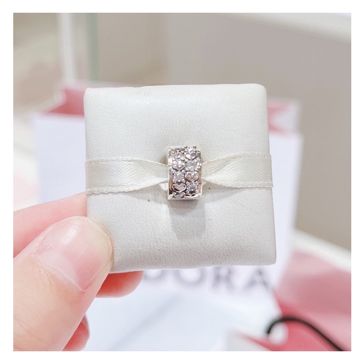 CHARM PAN ALE KHOÁ CHẶN CLIP ĐÍNH ĐÁ TIM BẠC S925