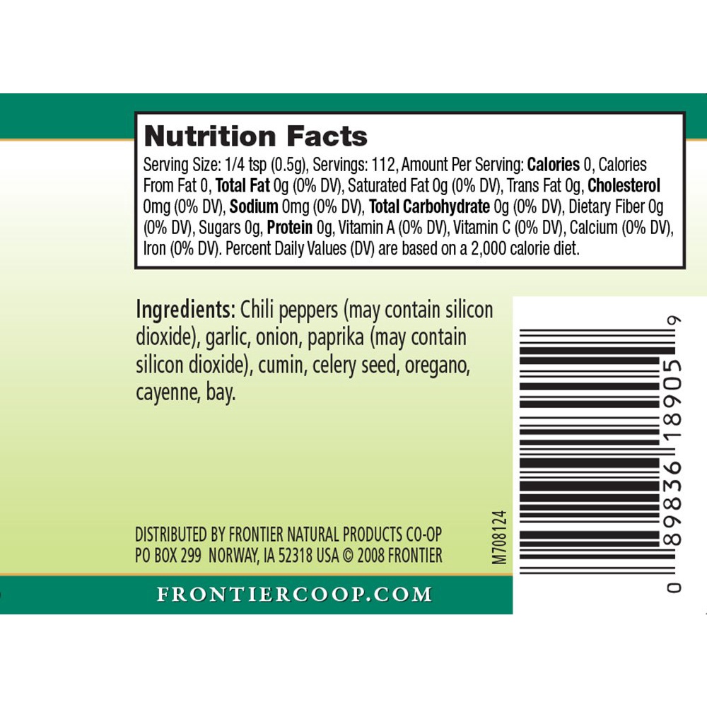 BỘT GIA VỊ MEXICAN Frontier Seasoning Blends Seasoning, KHÔNG MUỐI Salt-free, KHÔNG BỘT NGỌT, Non GMO, 56g (2 oz)
