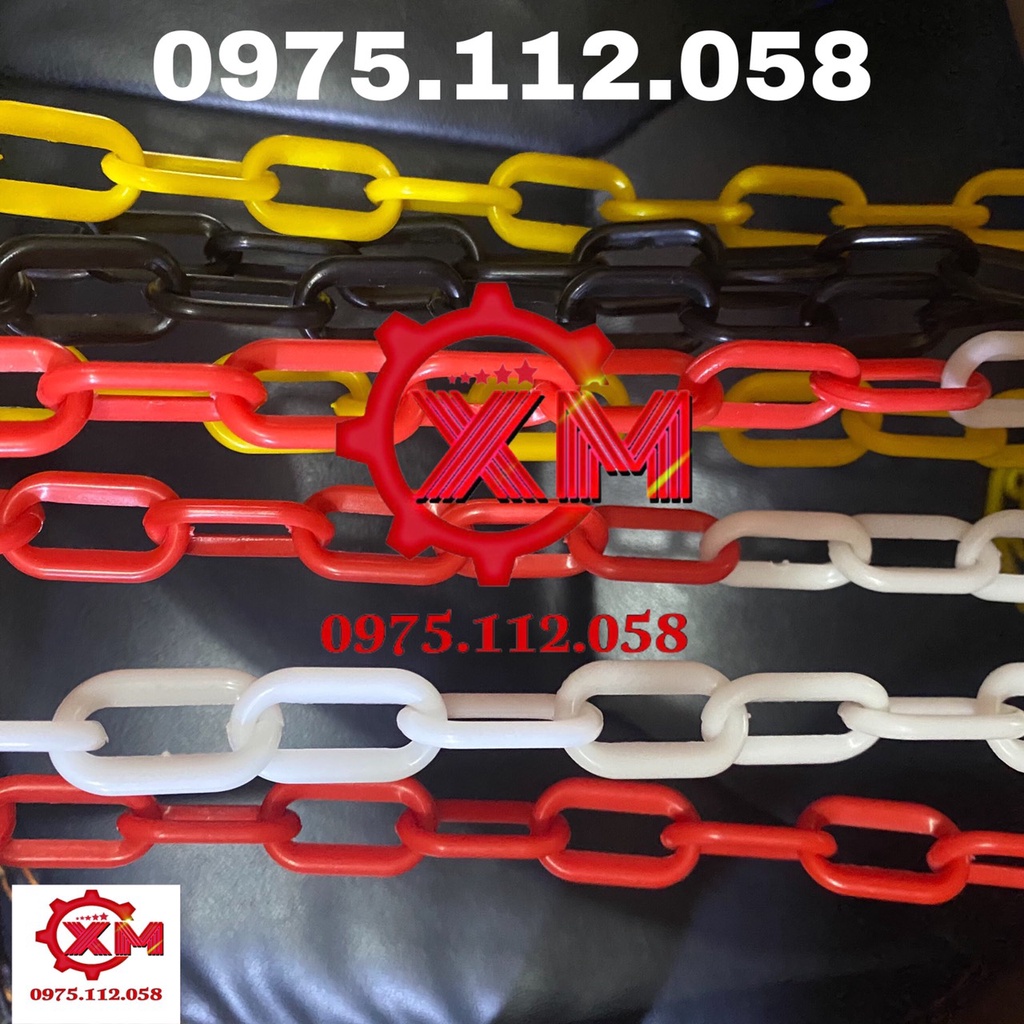 Dây xích nhựa trắng đỏ phi 6 dài 25m