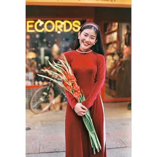 set áo dài nhung kèm quần