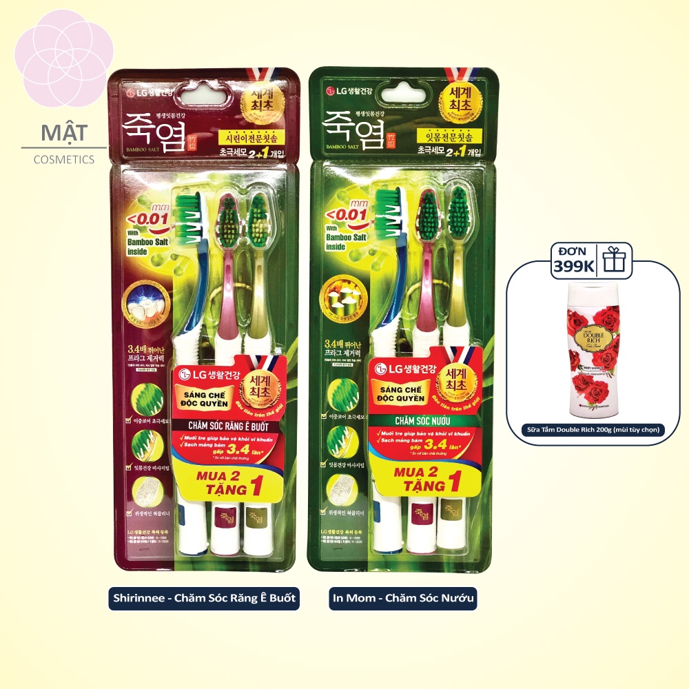 Bàn Chải Đánh Răng Bamboo Salt Shirinnee và In Mom Vỉ 2+1