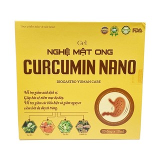 Gel Nghệ Mật ong nano curcumin dạng ống giảm viêm loét dạ dày, tá tràng - 20 ống
