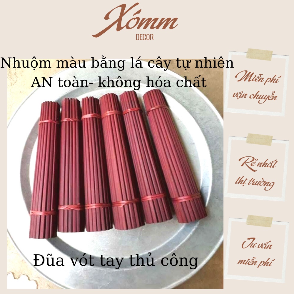 10 đôi đũa tre tự nhiên vót tay thủ công, nhuộm màu lá cẩm, an toàn cho sức khỏe