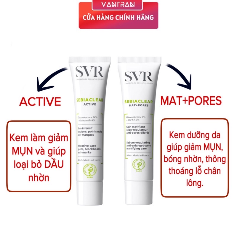 Kem Dưỡng Kiềm Dầu Và Thu Nhỏ Lỗ Chân Lông SVR Sebiaclear Mat + Pores 40ml