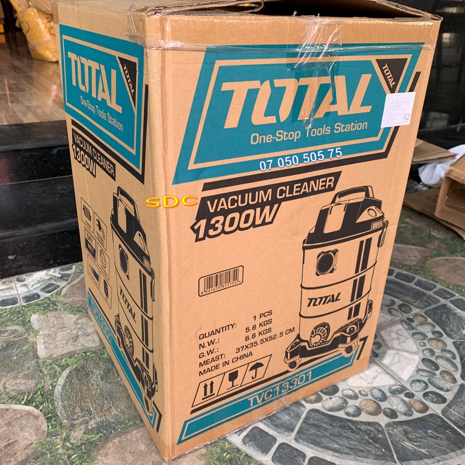 1300W Máy hút bụi công nghiệp 30L TOTAL TVC13301 | Hút khô và ướt