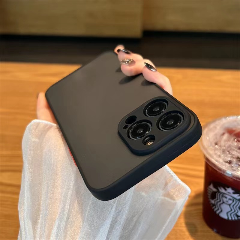 Ốp Điện Thoại Acrylic Cứng Mặt Nhám Màu Đen Cho compatible for iphone 7 8 plus x xr xs max 11 12 13 14 pro max