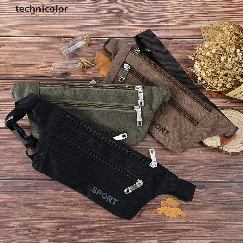 1 Túi Đeo Hông Bằng Vải canvas Cỡ Lớn Có Khóa Kéo Thời Trang Tiện Dụng Mang Theo Du Lịch / Cắm Trại