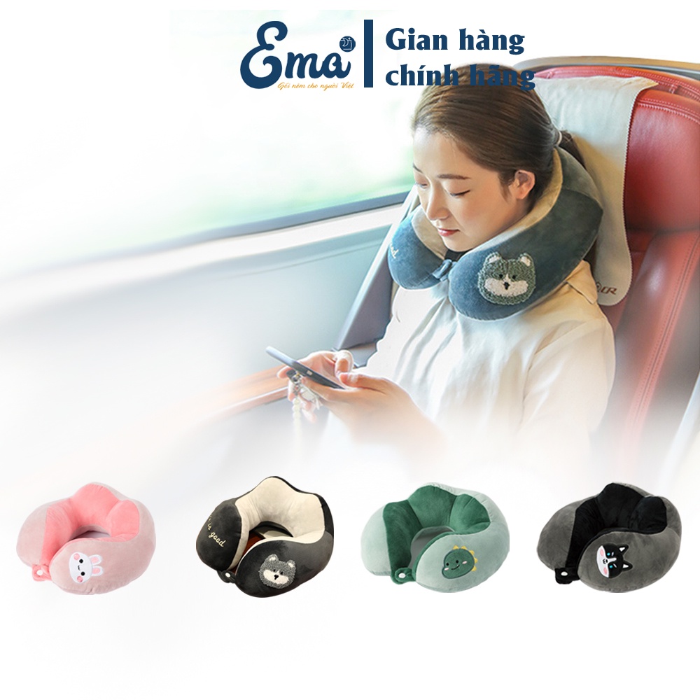 Gối kê cổ chữ U hình thú dễ thương EMA - Kê cổ căn phòng, lái xe, du lịch - Hàng cao cấp