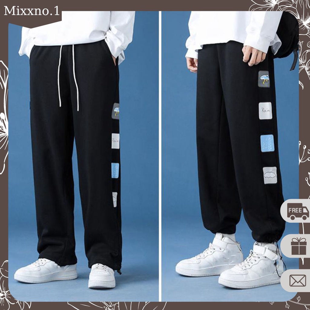 Quần Jogger Nam Nữ Ống Rộng Dây Rút Gấu In Dọc 2 Bên Phong Cách Ulzzang Thời Trang Mixxno.1 QUAN NAM 128V1
