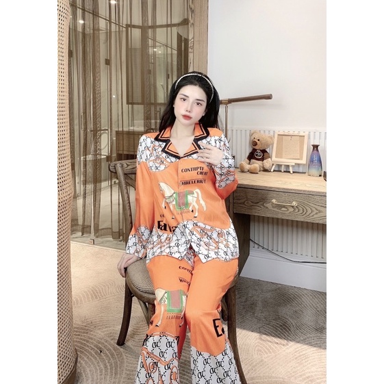 Sét đồ ngủ lụa xước ngựa cam siêu sang xịn- chất loại 1 mịn mát