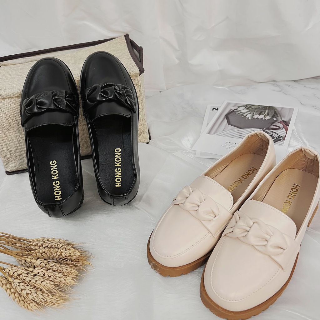 Giày tiểu thư Hàn Quốc giày slipon đế kép da mềm êm chân hàng quảng châu cao cấp miqu.boutique