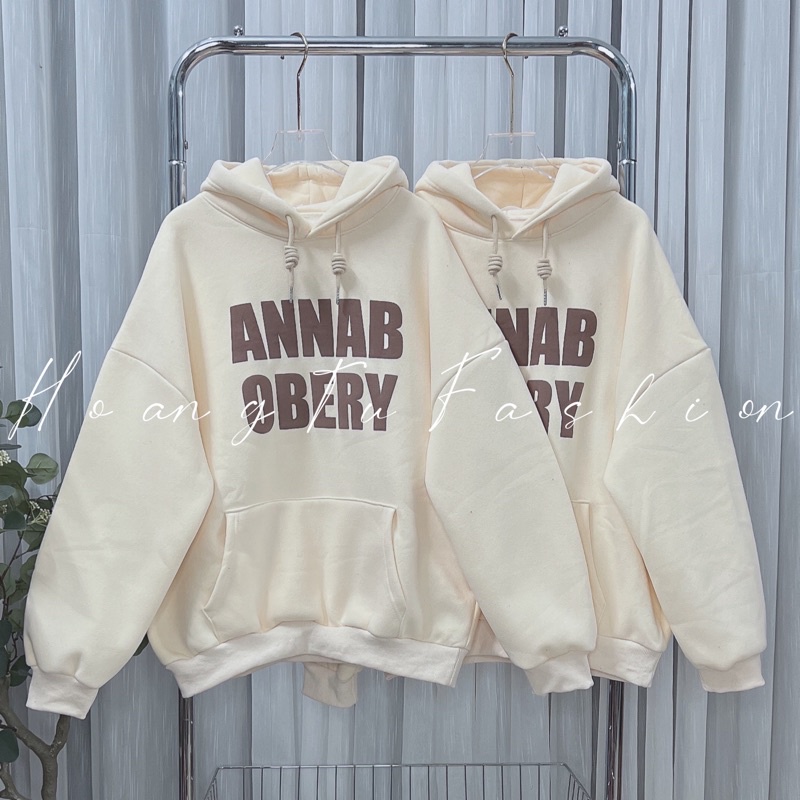 Áo hoodie nỉ tàu chữ in nỗi Annab 4 màu M668
