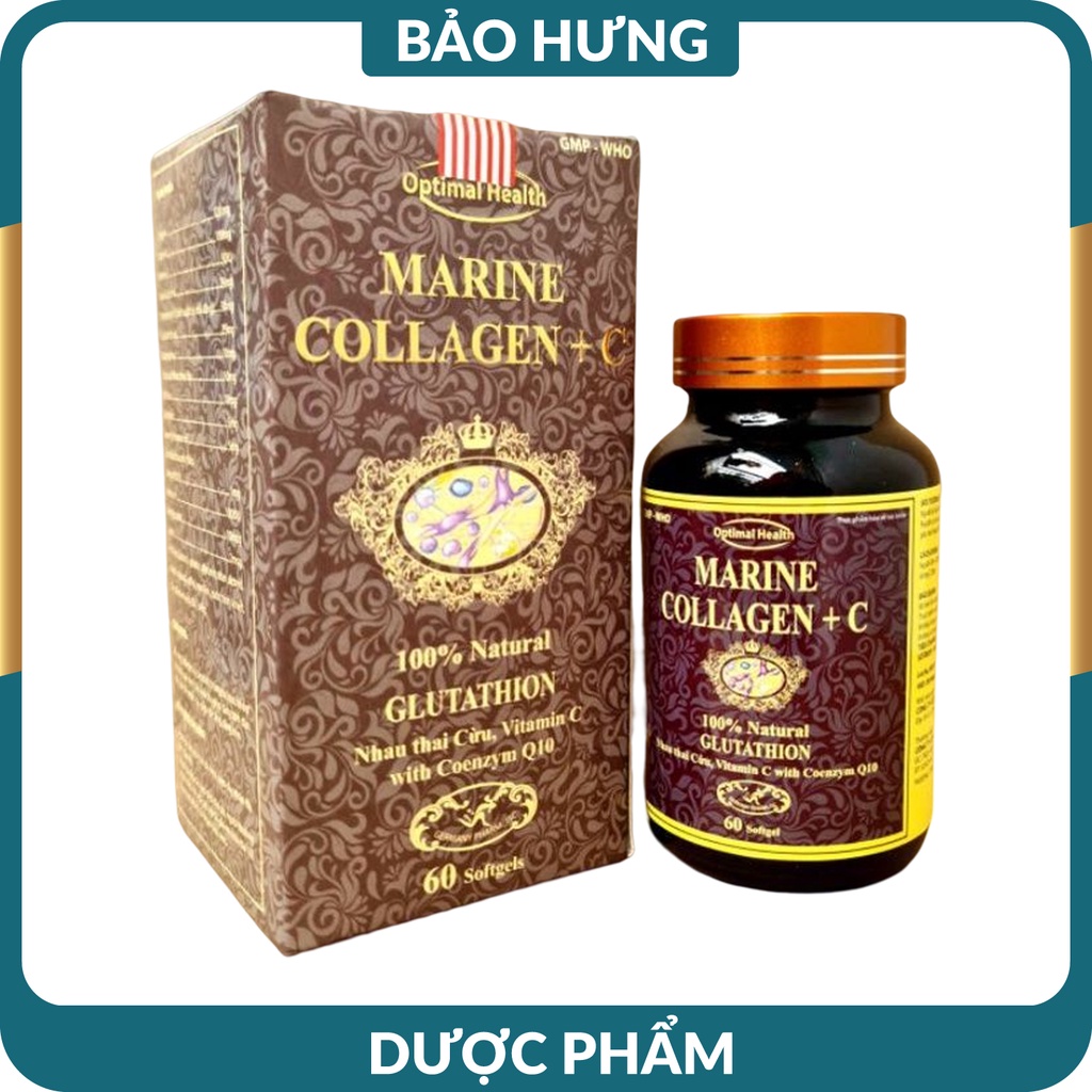 Viên uống Đẹp Da Marine COLLAGEN C+ Ngăn Ngừa Lão Hóa Da, Dưỡng Ẩm Cho Da Căng Mịn- Lọ 60 V