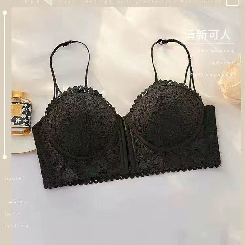 ÁO LÓT REN NỮ CÚC CÀI NGỰC TRƯỚC GỢI CẢM, ÁO CON KHÔNG GỌNG ĐAN DÂY CHÉO LƯNG CHẤT COTTON PHỐI REN CAO CẤP