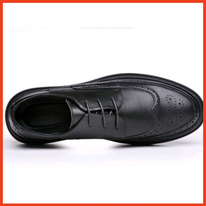 Giày Tây Nam Công Sở Cao Cấp Da Thật Họa Tiết Vintage Kiểu Dáng Trẻ Trung Sang Trọng Tăng Chiều Cao 4cm