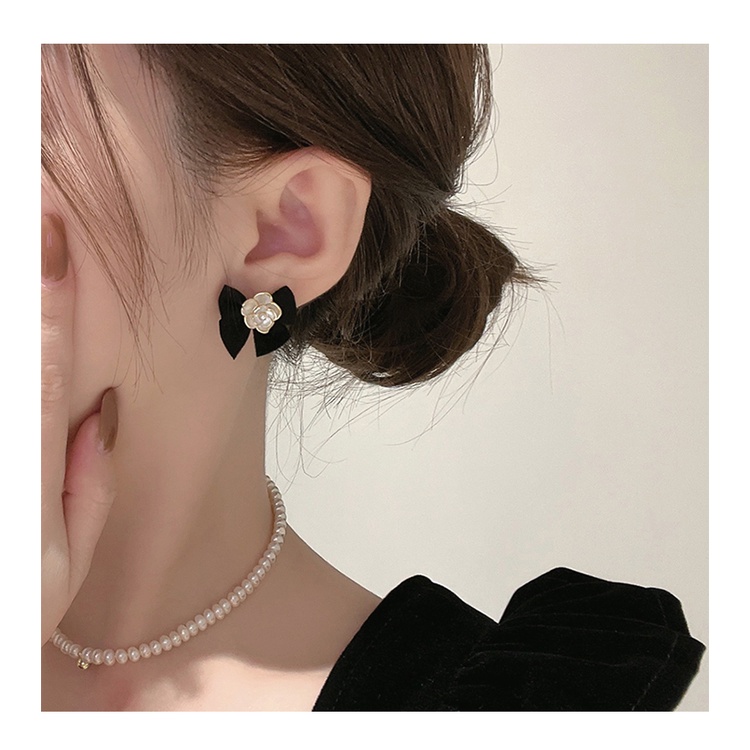 Bông Tai Mạ Bạc 925 Hình Nơ Đính Hoa Trà Xinh Xắn Thời Trang Cao Cấp Cho Nữ