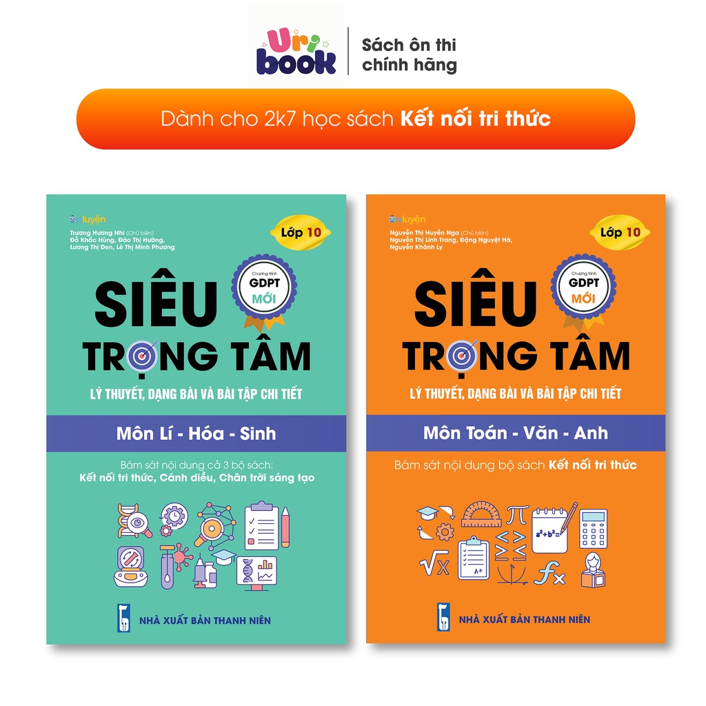 Sách Lớp 10(bộ Kết nối) Combo 2 cuốn Siêu trọng tâm Toán-Văn-Anh và Lí-Hóa-Sinh- Uribook
