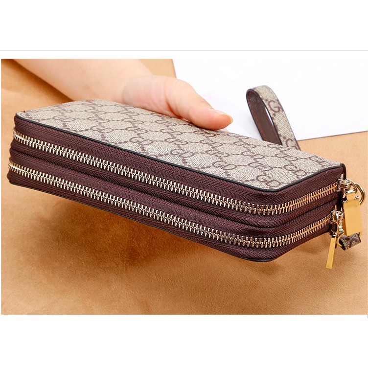 VÍ DA NỮ , BÓP NỮ CẦM TAY 2 KHOÁ Ví Dài Sức Chứa Lớn Có Dây Kéo Thời Trang Cho Nữ