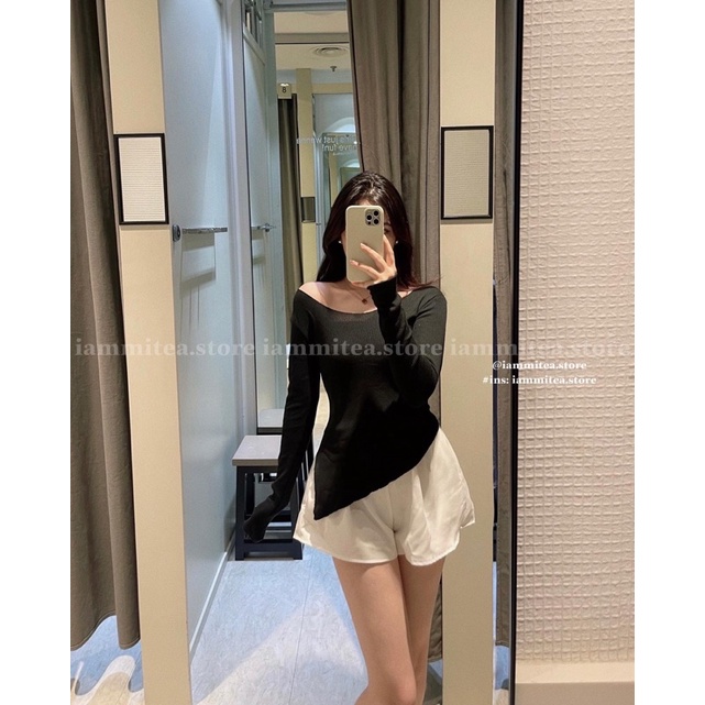 Julie Top - Áo trễ vai vạt chéo dài tay