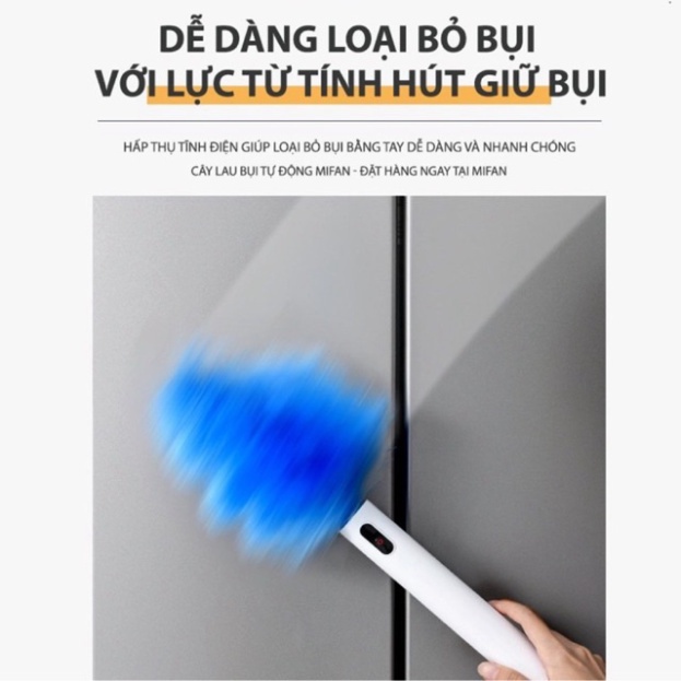 Chổi quét bụi tĩnh điện TMD GROUP tích điện dọn dẹp Tết đa năng pin 800mp nhựa ABS cao cấp bảo hành 1 đổi 1