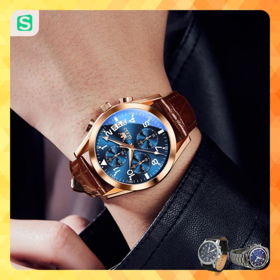 Đồng hồ nam chính hãng OLEVS 2878 dây da bò  chống vô nước sâu  hiệu ứng phát sáng