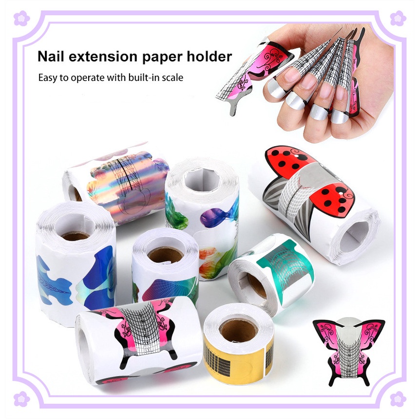 Set 100 Giá Đỡ Giấy Dán Nối Dài Móng Tay Chuyên Nghiệp 15 Màu Tùy Chọn