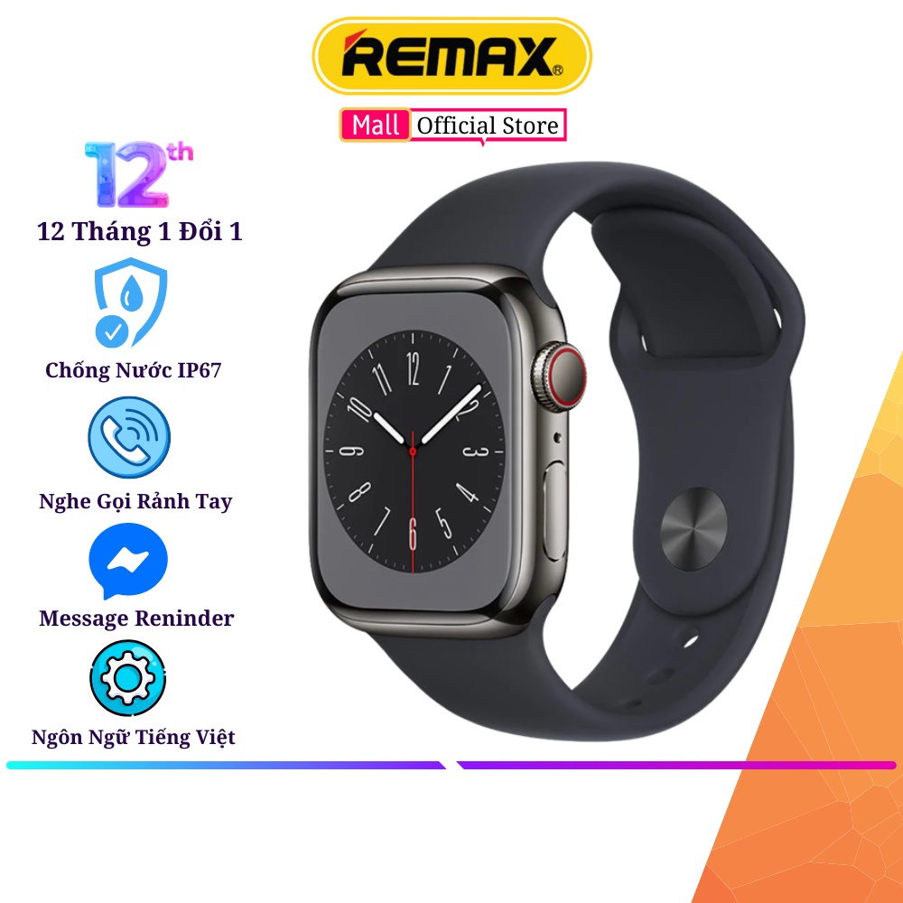 Đồng Hồ Thông Minh Remax Smart Watch 8 - Đầy Đủ Tính Năng Theo Dõi Sức Khỏe, Thể Dục, Nghe gọi - Remax Store BH 12 Tháng