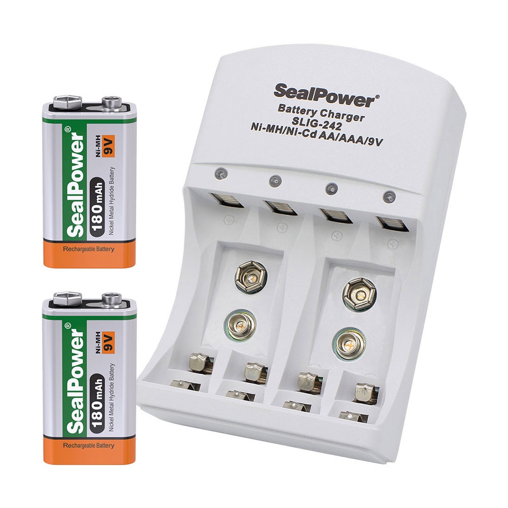 Máy sạc SealPower SLIG-242, pin tiểu, kèm pin sạc AA 1600mAh / AAA 1000mAh / 9V 180mAh, sạc 4 kênh độc lập đa năng