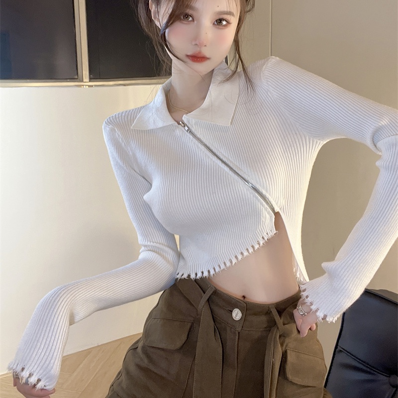 Áo Cardigan Dệt Kim Dáng Ngắn Thiết Kế Độc Đáo Thời Trang Mùa Thu Quyến Rũ Cho Nữ