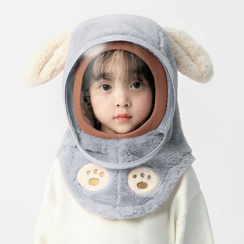 Mũ Len Lông Cừu Trùm Đầu Kèm Kính Chắn Gió Chống Bụi Bảo Vệ Bé, Nón Len Mềm Mịn Cho Bé 2023