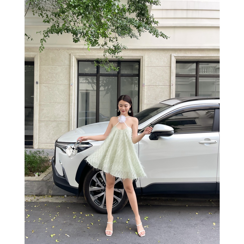 Váy Lông Xòe Hoa Cổ LSEOUL V1457 Màu Pastel Nhẹ Nhàng Nữ Tính