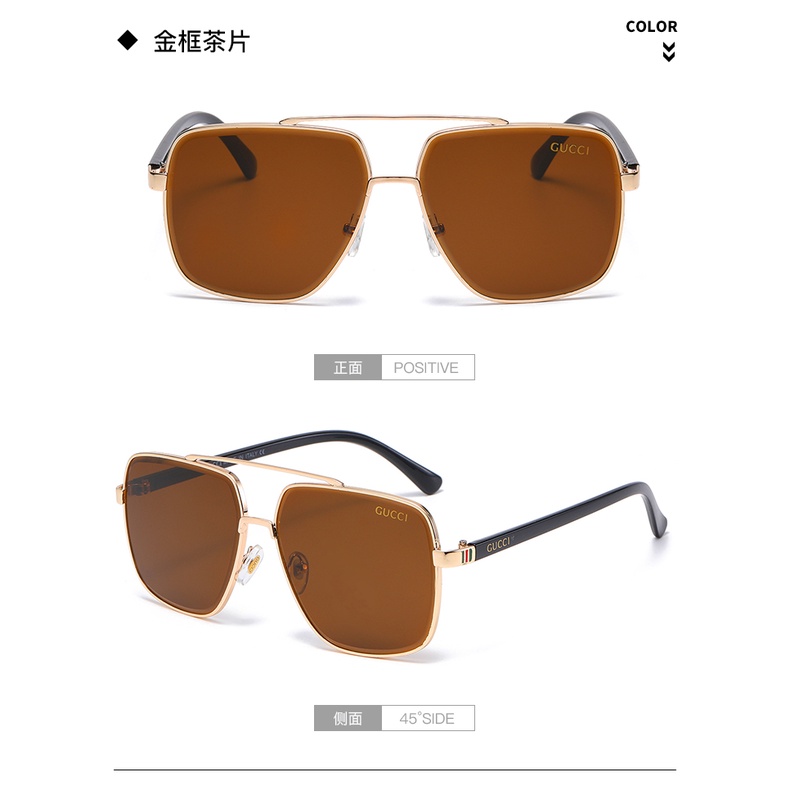 Kính Mát Vuông Chống Tia uv400 Thương Hiệu Gucci Phong Cách Cổ Điển Dành Cho Nam