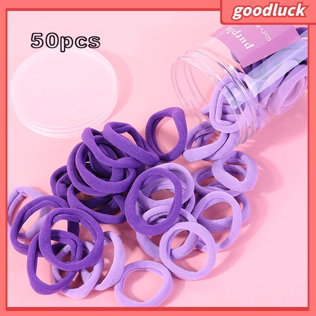 Chúc may mắn| Hộp 50 Dây Cột Tóc Đuôi Ngựa Màu Sắc Nhã Nhặn Dành Cho Nữ