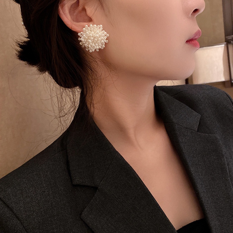 Bông Tai Mạ Bạc 925 Đính Ngọc Trai Nhân Tạo Lãng Mạn Thời Trang